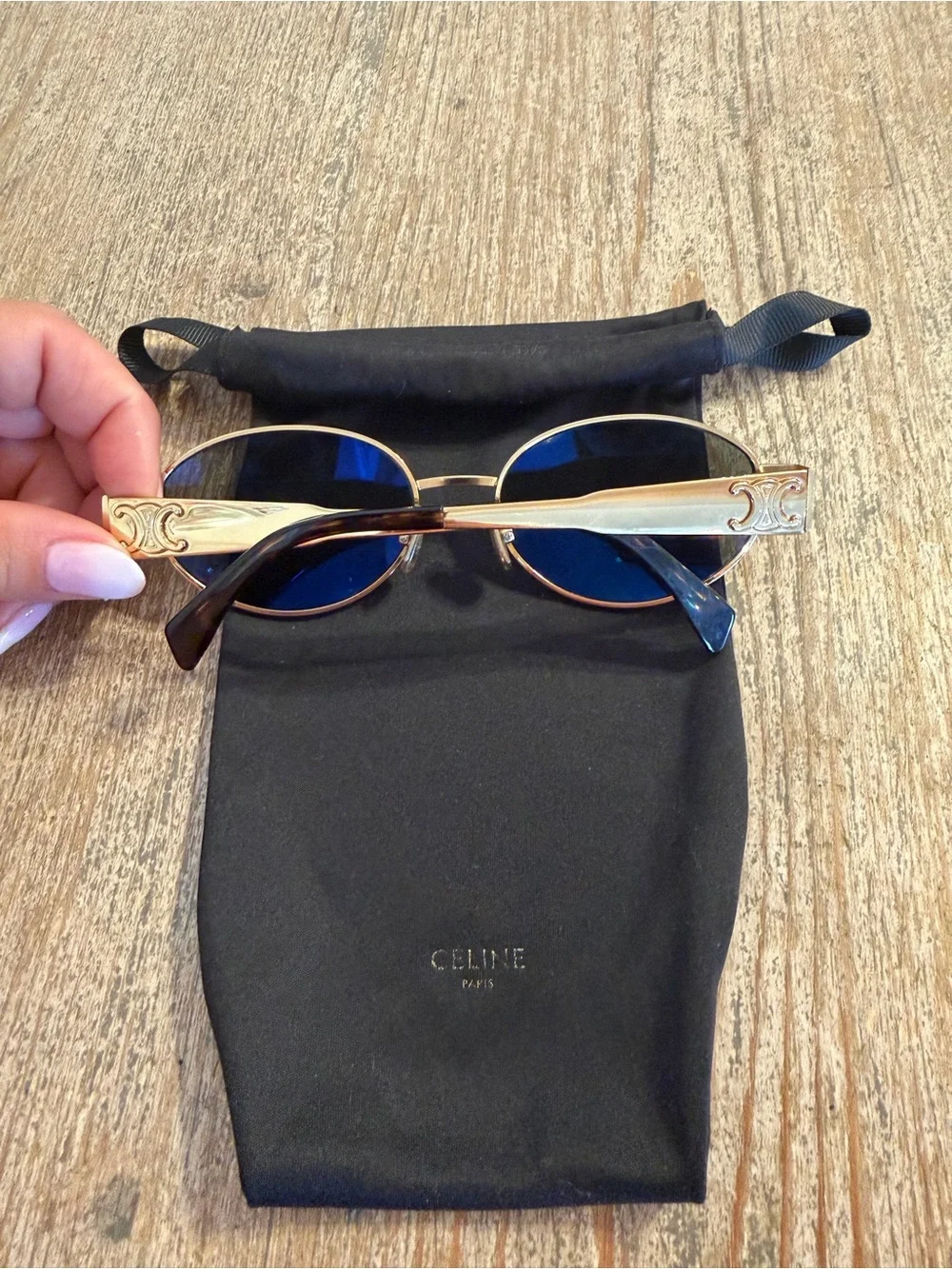 Celine Gold Frame Sunglasses with Black Lenses - Picture 2 of 5